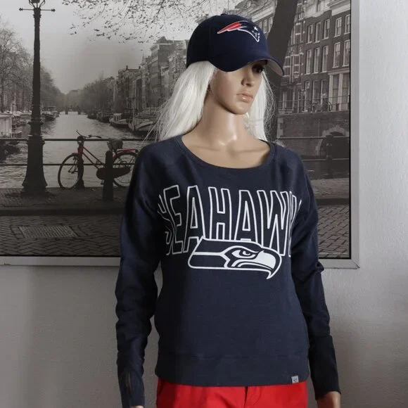 '47 FORWARD NFL Seattle Seahawks Sweater Tee TOP SP S blue - Picture 2 of 9